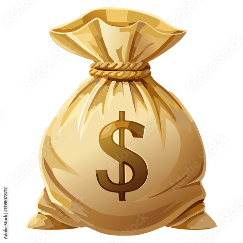 bag with dollar sign. gold bag dollars