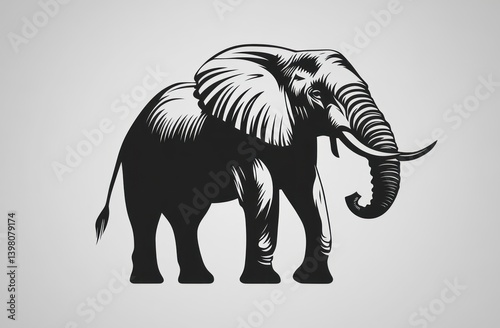 Wallpaper Mural African elephant illustration, monochrome, safari background, logo design Torontodigital.ca