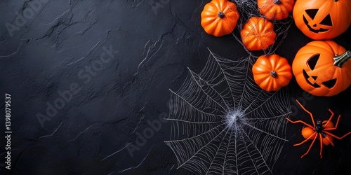 a Halloween concept with a spider web on a black background