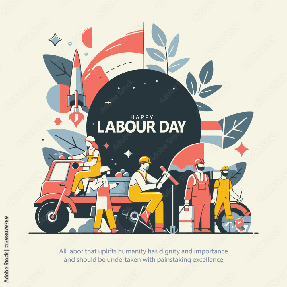 Fototapeta premium Adobe Illustrator happy labour day greetings design new