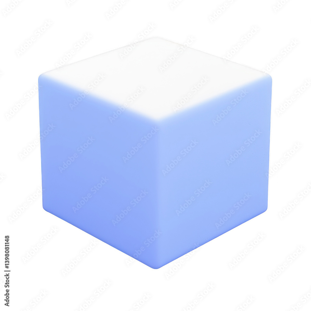 Fototapeta premium glowing blue cube with soft gradient effect creates futuristic and minimalist design. smooth surface and subtle lighting give it modern and abstract appearance