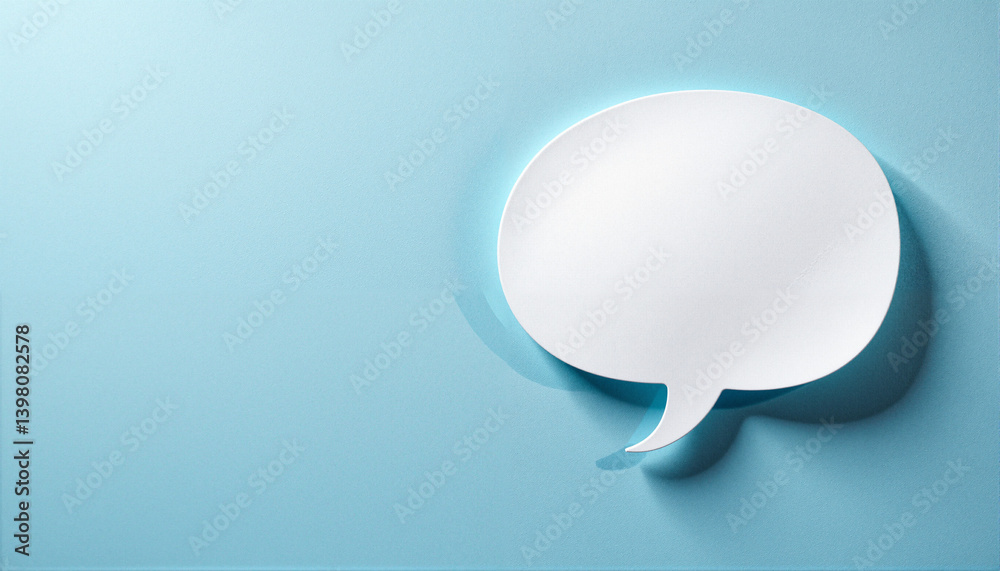 Blank speech bubble with shadow on light blue background Blank speech bubble with shadow on light blue background