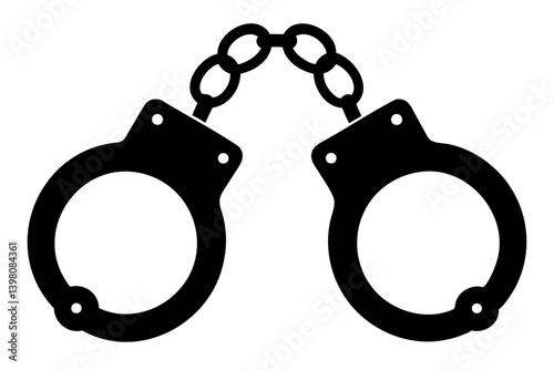 Handcuffs Crime Silhouette Vector Design Isolated on Transparent Background for Easy Use