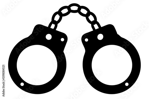 Handcuffs Crime Silhouette Vector Design Isolated on Transparent Background for Easy Use