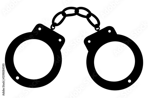 Black Handcuff Silhouette Vector Art Isolated Design on a Transparent Background