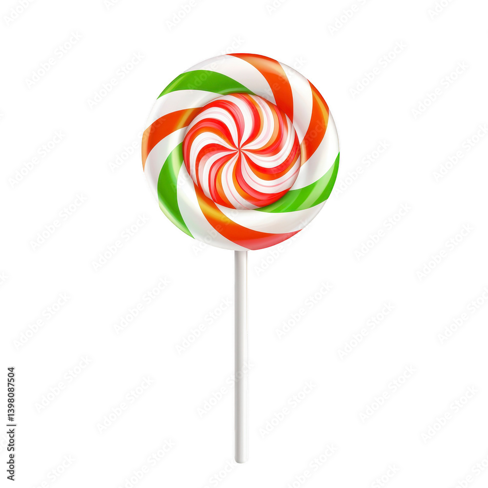 colorful swirl lollipop with red, green, and white stripes on white stick, isolated on transparency background. vibrant candy evokes sense of nostalgia and sweetness colorful swirl lollipop with red, green, and white stripes on white stick, isolated on transparency background. vibrant candy evokes sense of nostalgia and sweetness