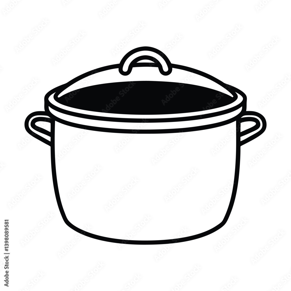Black And White Pot Vector Illustration Featuring Cooking Utensil And Kitchenware Design Black And White Pot Vector Illustration Featuring Cooking Utensil And Kitchenware Design