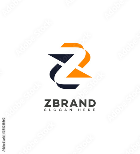 Modern Z Letter Logo Design Abstract, Geometric, Orange, Black