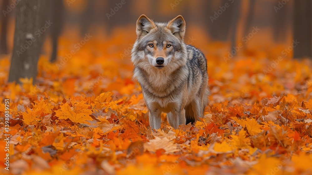 Majestic Wolf in Autumn Forest Majestic Wolf in Autumn Forest