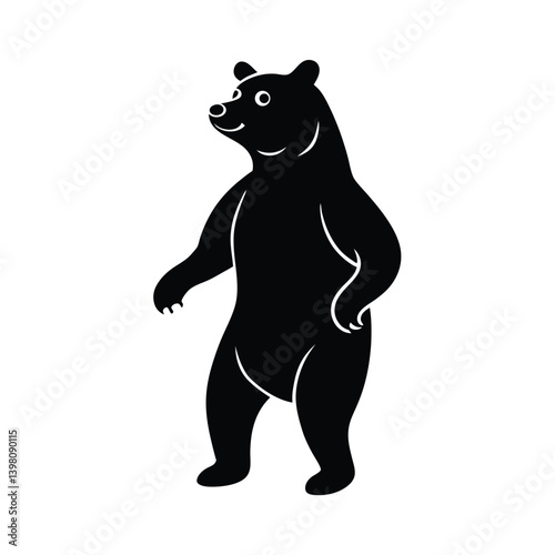 bear standing on two legs vector art silhouette