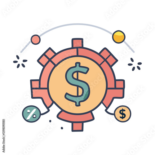 Cash flow management icon. vector illustration of a gear