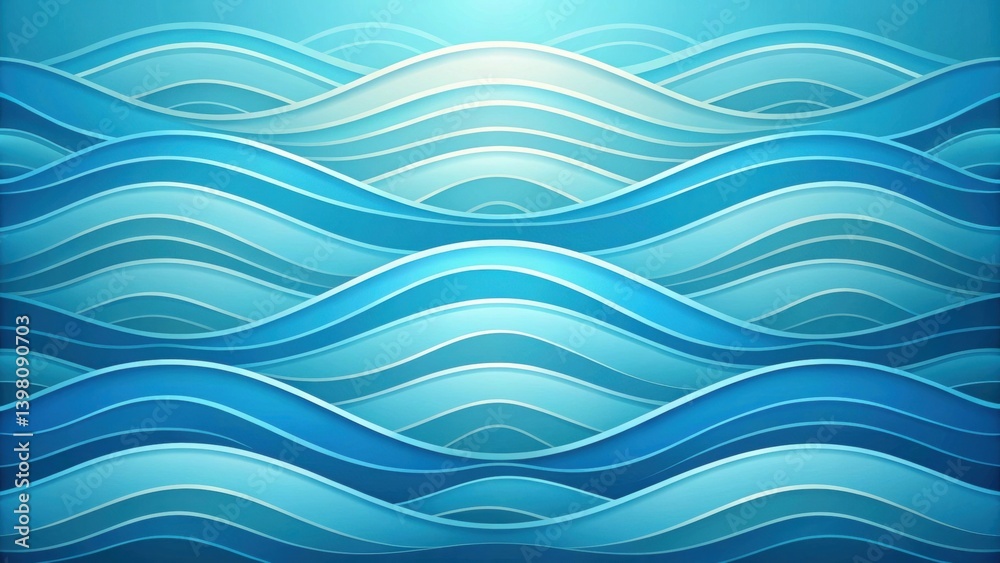 Obraz premium Stylized blue waves with smooth curves create a calming, abstract oceanic pattern.
