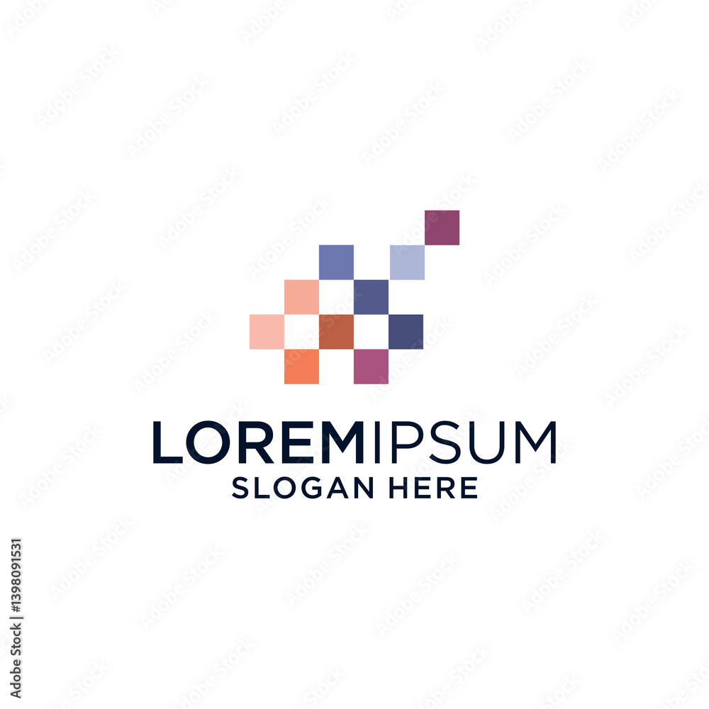 Abstract Pixelated Logo Design with Colorful Squares Abstract Pixelated Logo Design with Colorful Squares