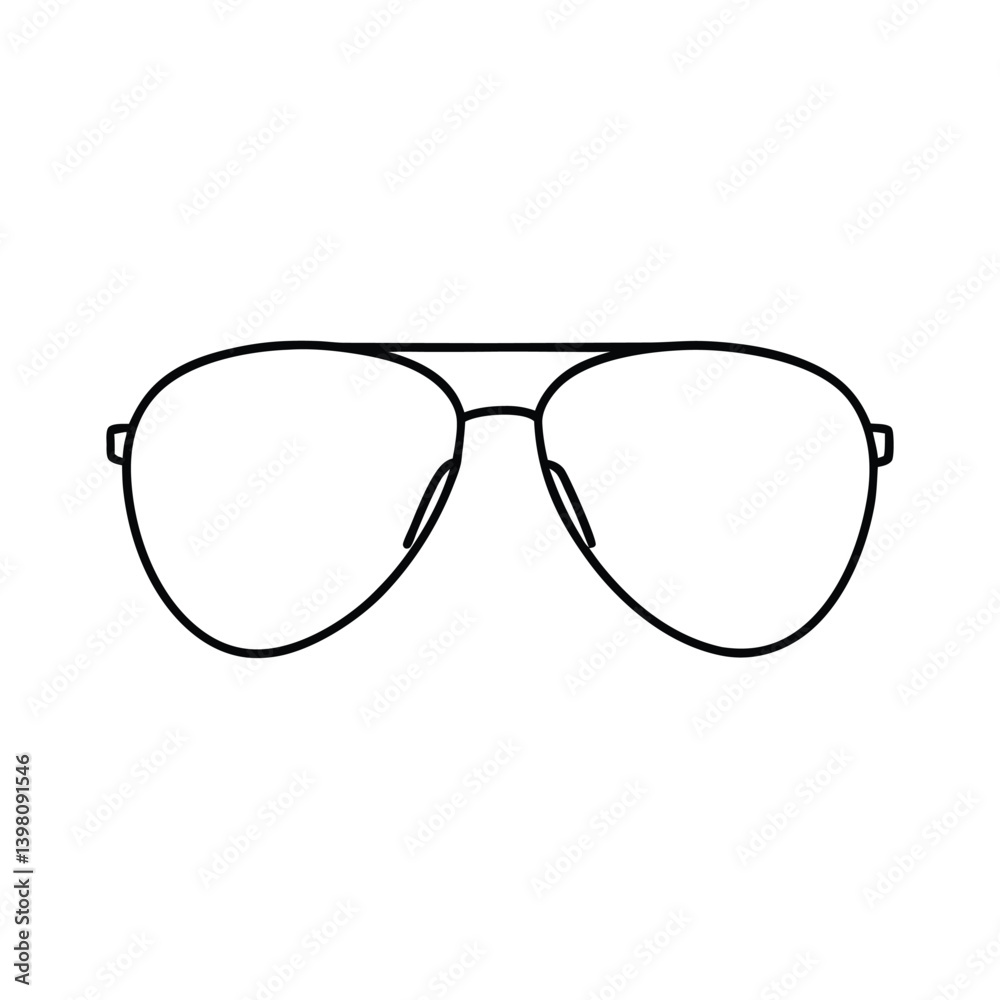 Fototapeta premium Aviator Sunglasses Icon Minimalist Line Art Style Eye Protection Accessories Design