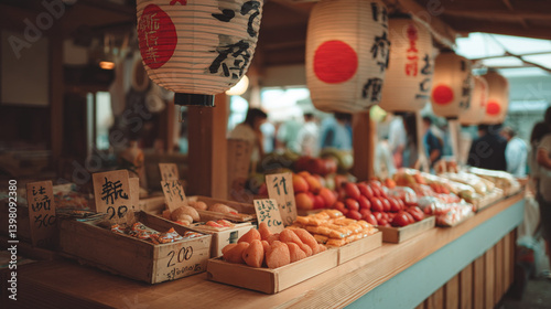 Explore japanese market food stalls with lanterns traditional culture street food photography travel japan