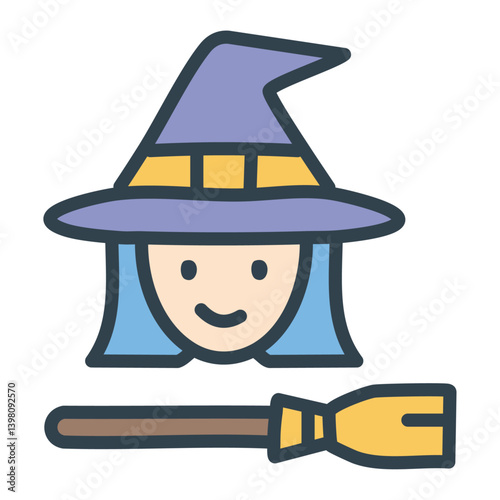 halloween witch with a broom 