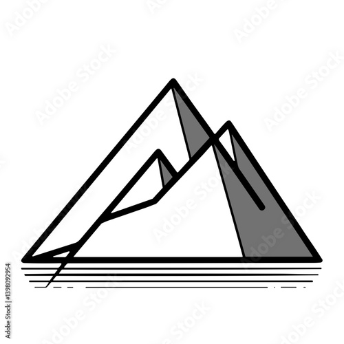 Minimalistic persistence symbol mountain illustration in black and white vector style with geometric shapes