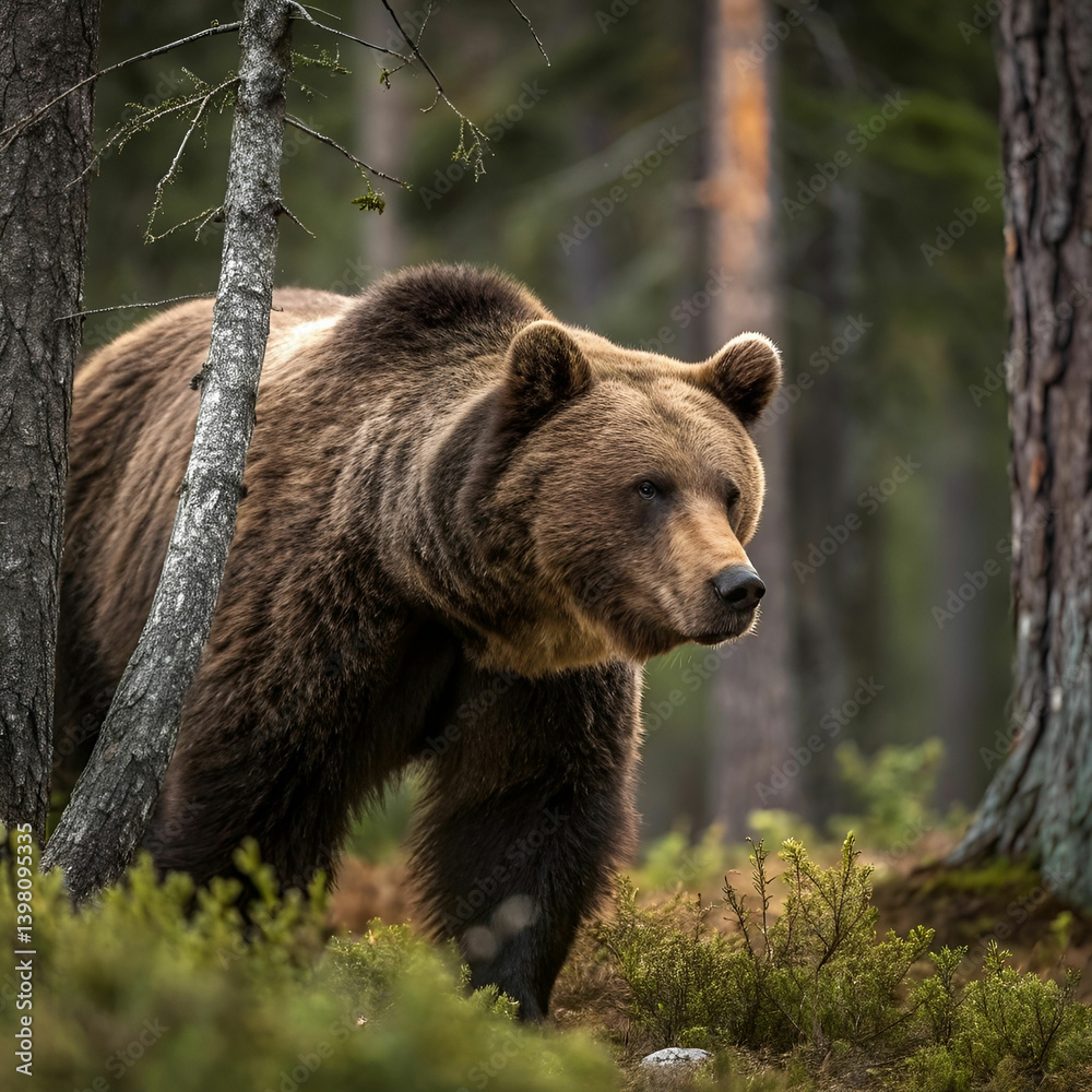 close wild big brown bear portrait in forest dang close wild big brown bear portrait in forest dang