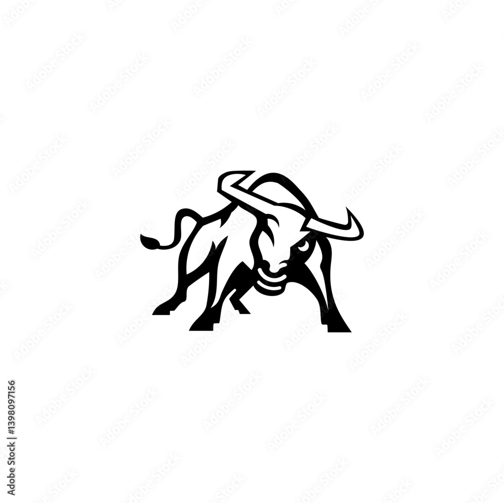 Aggressive Black And White Bull Vector Illustration Aggressive Black And White Bull Vector Illustration