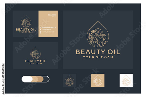 Beauty Oil Brand Logo Design and Business Card Template