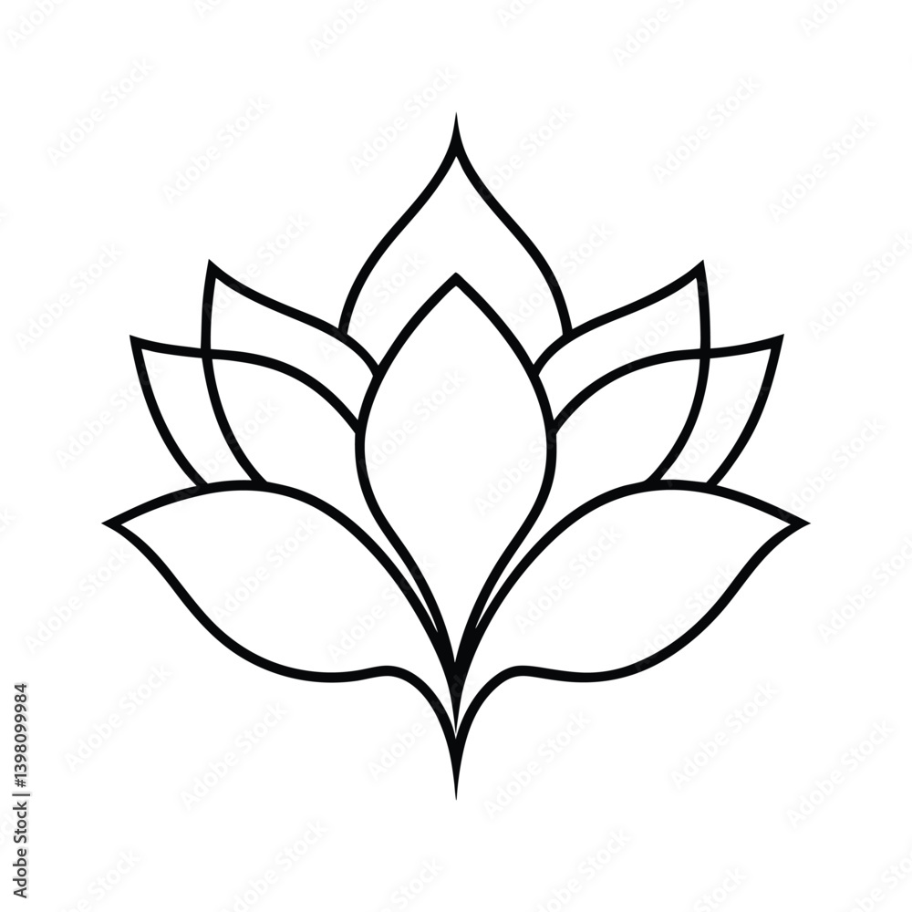 Lotus Flower Vector Illustration Elegant Outline Design For Prints And Graphics Lotus Flower Vector Illustration Elegant Outline Design For Prints And Graphics
