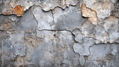 Obraz na płótnie An old cracked wall with peeling plaster and rust marks. Background for grunge style design or apocalyptic scenarios. w salonie