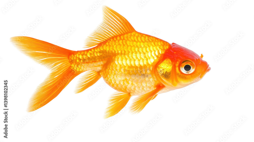 Goldfish swimming in cutout background aquatic environment nature photography captured in detail