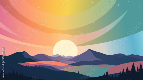 Create a visually arresting abstract background with three complementary colors, emphasizing organic, flowing shapes that suggest a celestial nebula