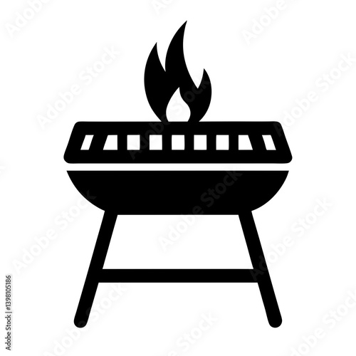Simple Grill Icon With Flame Barbecue Cooking Vector Illustration Design