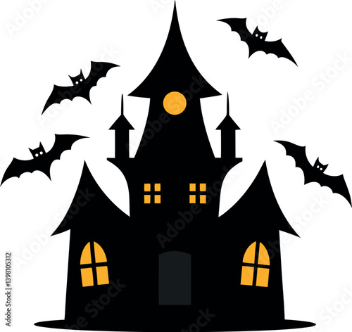 halloween background with house and pumpkin