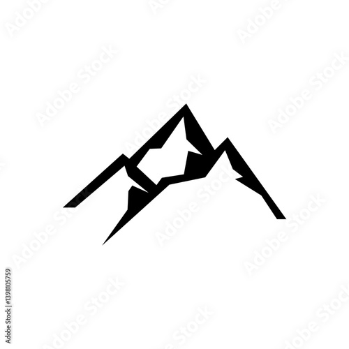 Black And White Mountain Peak Silhouette Graphic