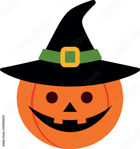 halloween pumpkin with witch hat