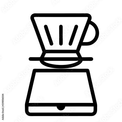 Minimalist Line Art Illustration Of Pour Over Coffee Maker With Scale