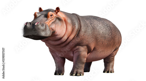 Hippo animal cutout background image nature setting wildlife photography side view vibrant colors