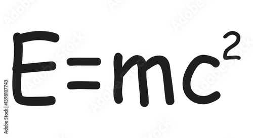 The famous formula  E=mc2 vector calligraphy. Formula expressing the equivalence of mass and energy.