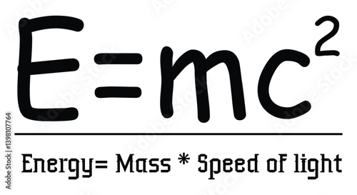 The famous formula  E=mc2 vector calligraphy. Formula expressing the equivalence of mass and energy.