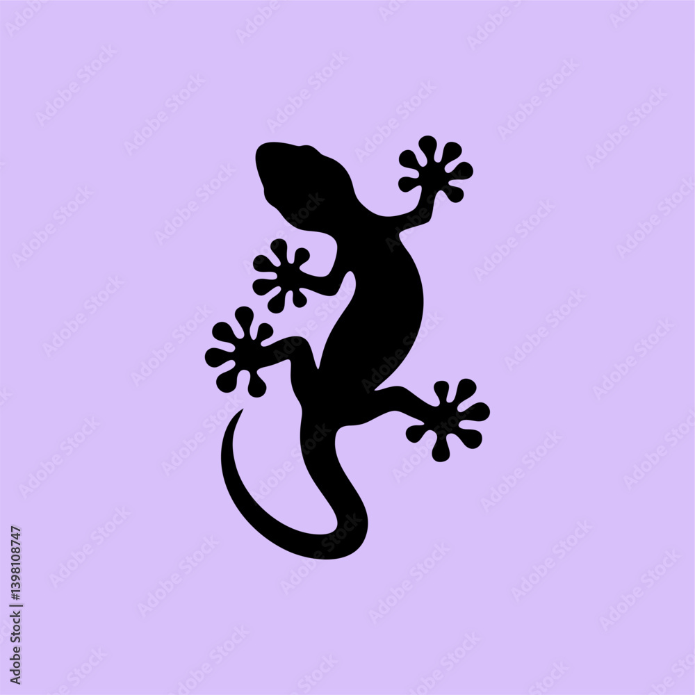 Fototapeta premium Gecko Silhouette Vector on Pastel Background