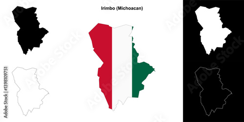 Irimbo municipality (Michoacan) outline map set