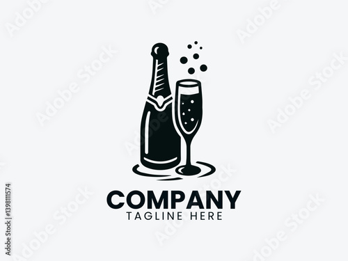 Champagne Vector Logo Design, Premium Champagne Branding Logo