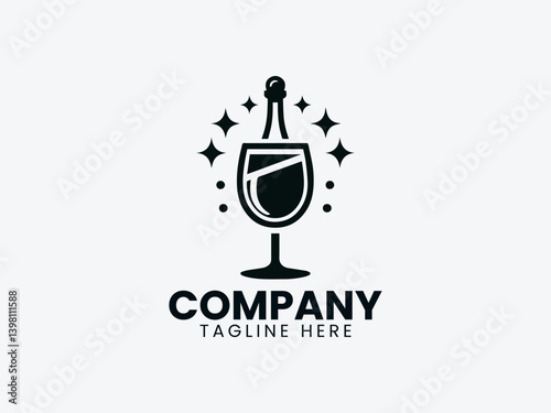 Champagne Vector Logo Design, Premium Champagne Branding Logo