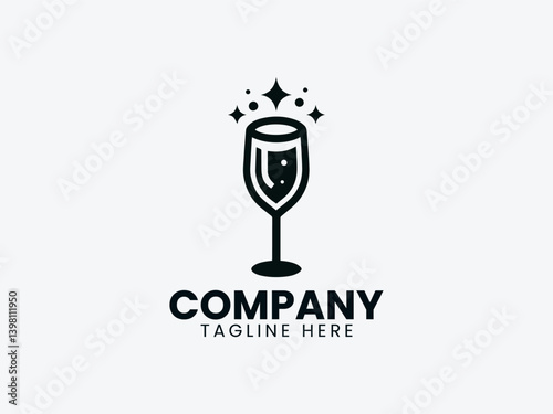 Champagne Vector Logo Design, Premium Champagne Branding Logo