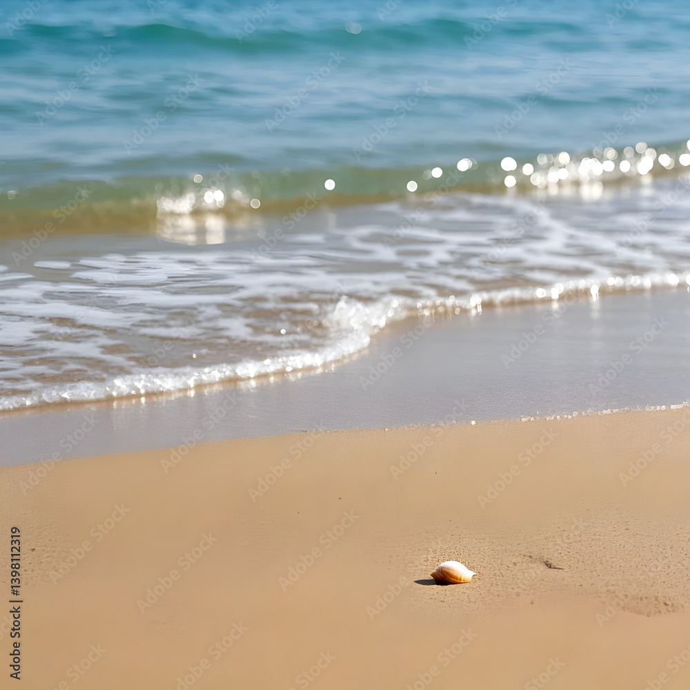 Peaceful digital illustration of an empty beach where soft waves meet golden sand under a calm sky. A tranquil and minimalist coastal scene ideal for relaxation themes Peaceful digital illustration of an empty beach where soft waves meet golden sand under a calm sky. A tranquil and minimalist coastal scene ideal for relaxation themes