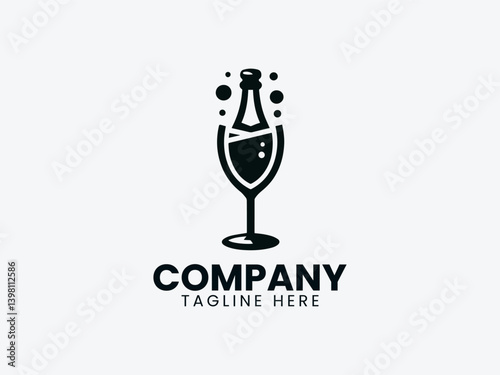 Champagne Vector Logo Design, Premium Champagne Branding Logo