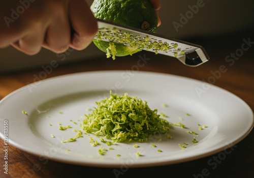 Zesting a Lime: Fresh Citrus Zest on a White Plate