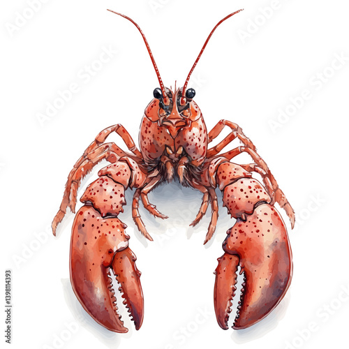 Lobster, watercolor illustration, isolated on a white background.

