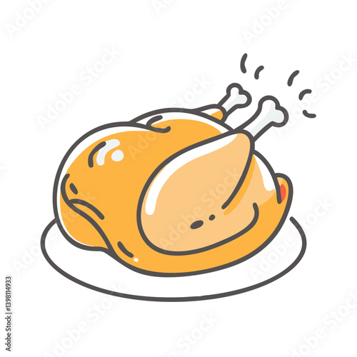 roasted chicken icon, roasted chicken vector illustration-simple illustration of roasted chicken, perfect for roasted chicken logos and icons