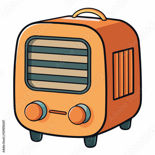 retro radio isolated on white