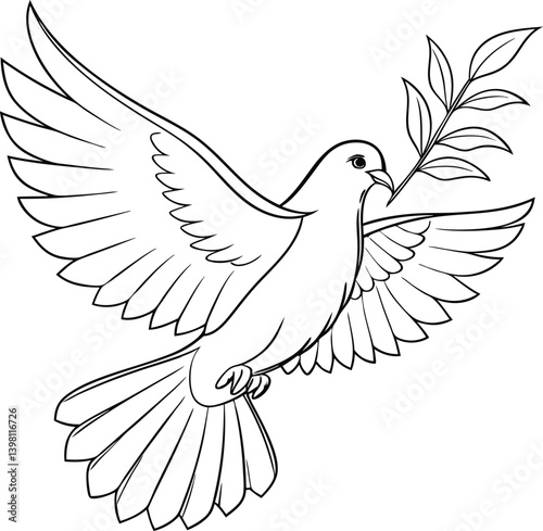 Dove with olive branch vector illustration graphic design