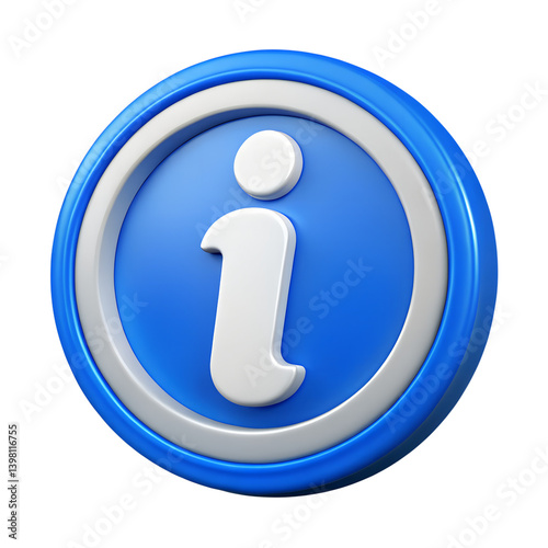 3D info glossy icon on a transparent Background