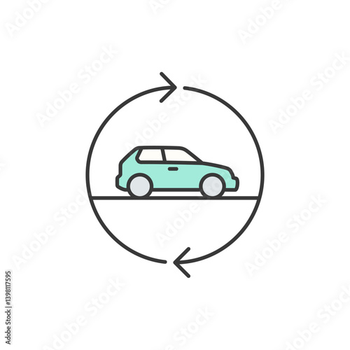 Driving sustainability forward, this symbol represents the cycle of reuse in the automotive world. It underscores eco-friendly innovation, promoting resource efficiency in car production